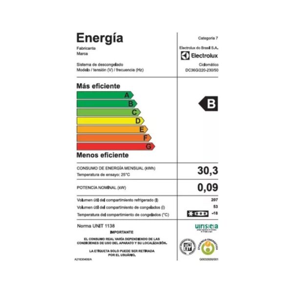 Refrigerador ELECTROLUX F/H DC-36G Gris